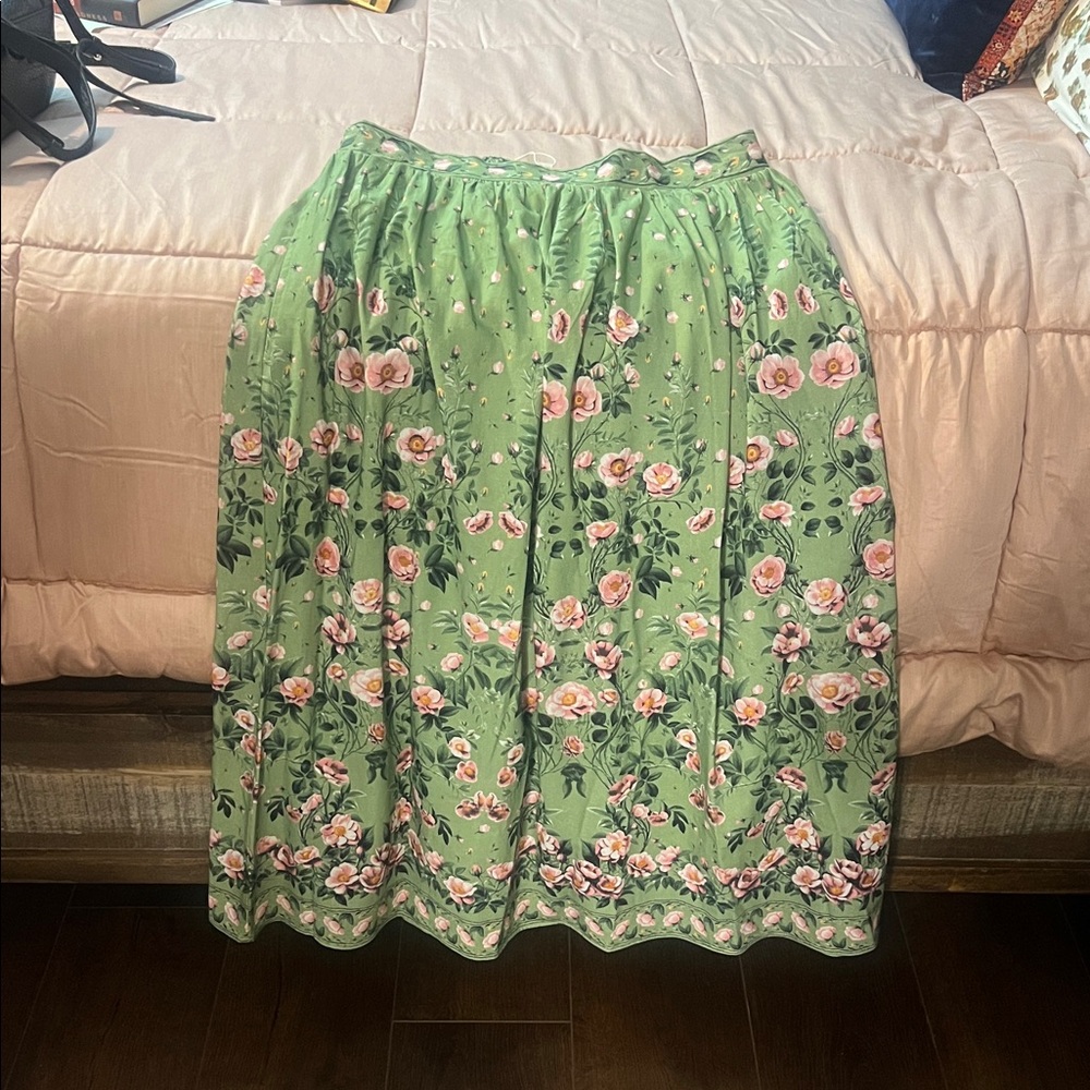 Max Studio Green Floral A-Line Skirt
